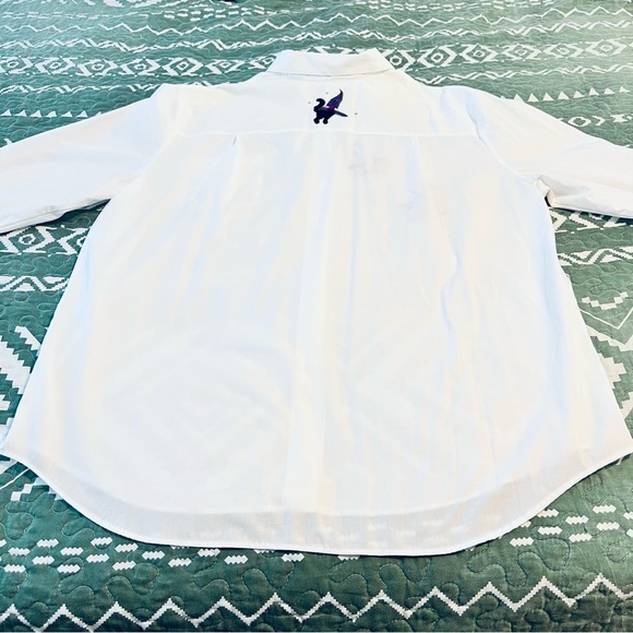 Vintage Karen Scott Halloween Themed Embroidered White Button Down Shirt XL - Picture 7 of 9